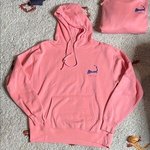 Cuffy’s Cape Cod- Oversized Hoodie- Sz Large- Pink and Blue- Lined Hood- COZY!